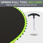 SPORTNOW Replacement Trampoline Mat with Spring Pull Tool, 72 V-Hooks, for 12ft Trampoline using 14cm Springs, Green - anydaydirect