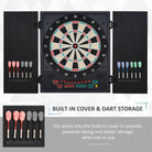 HOMCOM Electronic Dartboard Set, 27 Games Modes and 202 Variations, LED & 12 Soft Tip Darts and Cabinet to Storage, Ready-to-Play Multi-Game Option Darts Machine - anydaydirect
