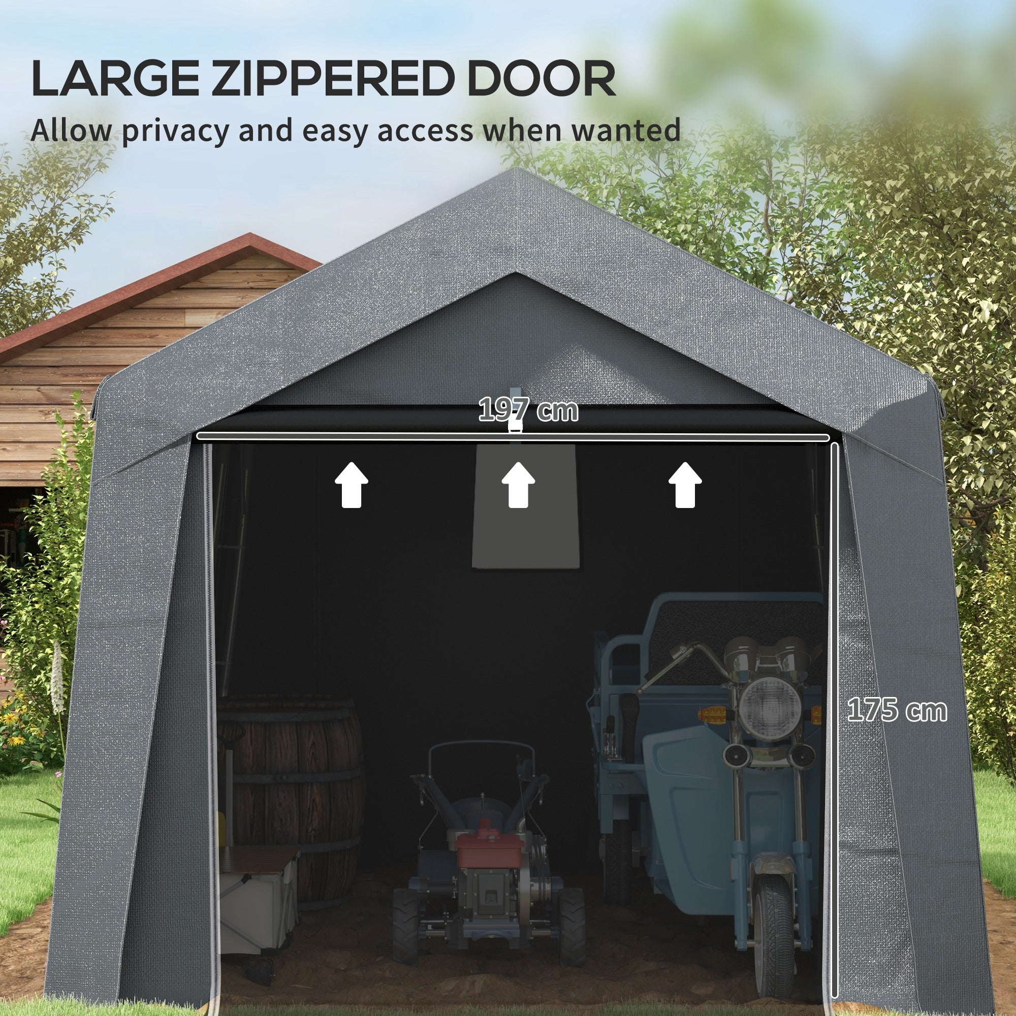 Outsunny 3 x 3(m) Waterproof Portable Shed, Garden Storage Tent with Ventilation Window, for Bike, Motorbike, Garden Tools - anydaydirect
