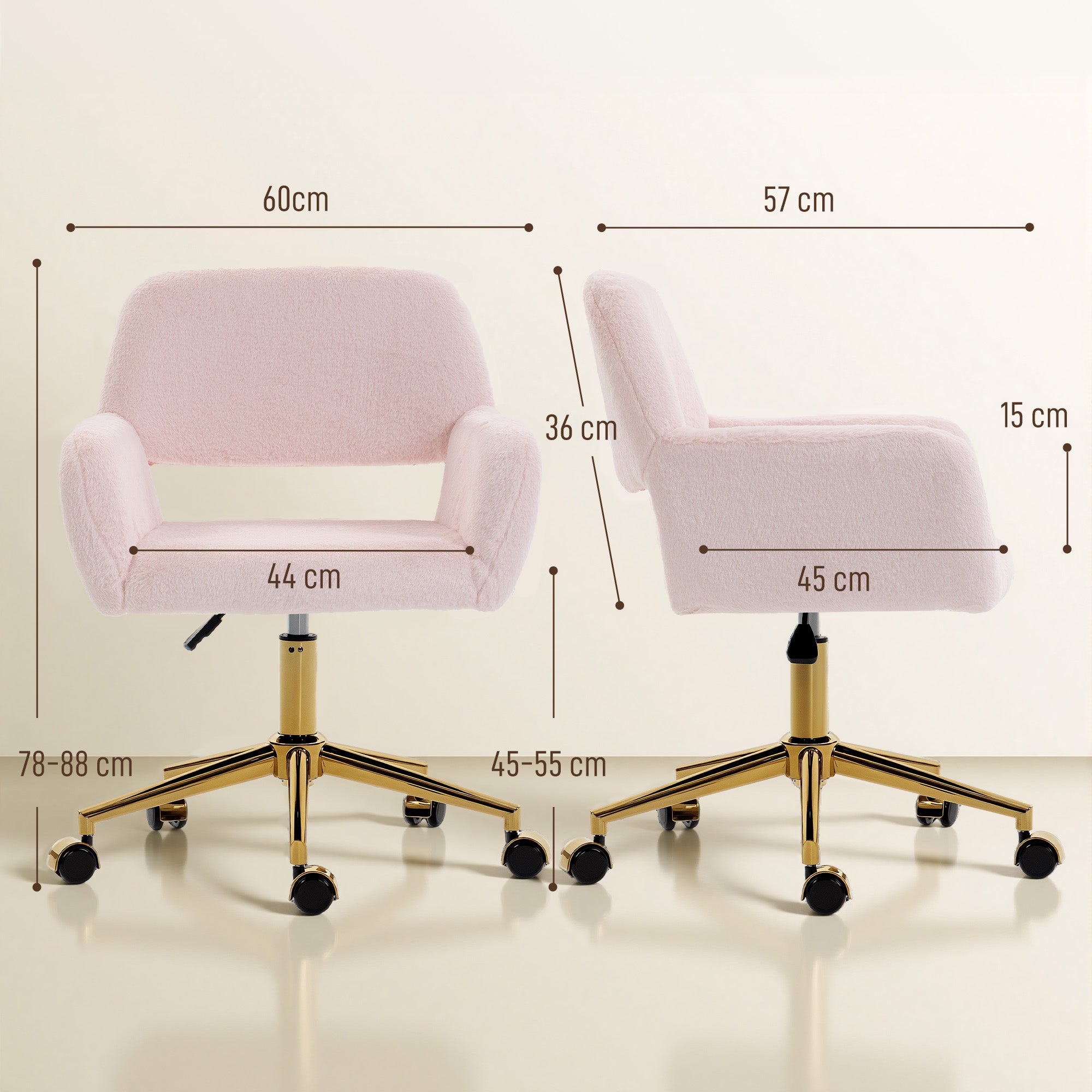 HOMCOM Faux Fur Rabbit Chair - Light Pink - anydaydirect
