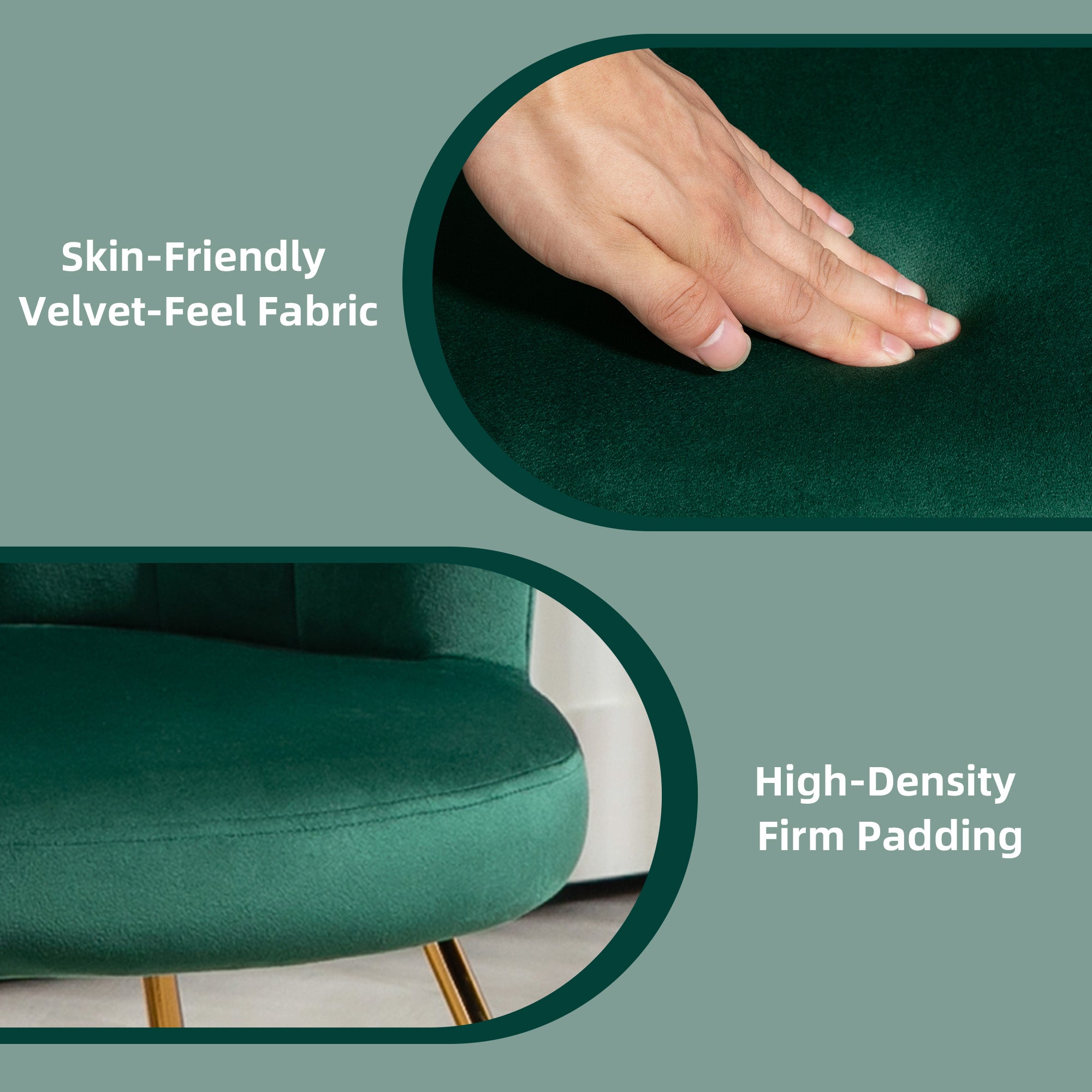 HOMCOM Velvet-Feel Lotus Petal Accent Chair - Green - anydaydirect