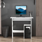 HOMCOM Compact Small Computer Table Wooden Desk Keyboard Tray Storage Shelf Modern Corner Table Home Office White - anydaydirect