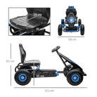 HOMCOM Kids Pedal Go Kart, with Adjustable Seat, Inflatable Tyres - Blue - anydaydirect