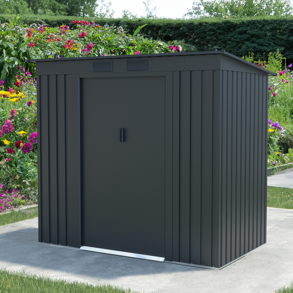 Lotus Adonis 7x4 Grey Metal Shed - Durable Storage Solution - anydaydirect