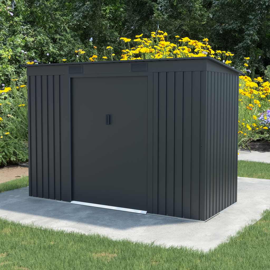 Lotus Adonis 9x4 Grey Metal Shed – Durable & Stylish Storage - anydaydirect