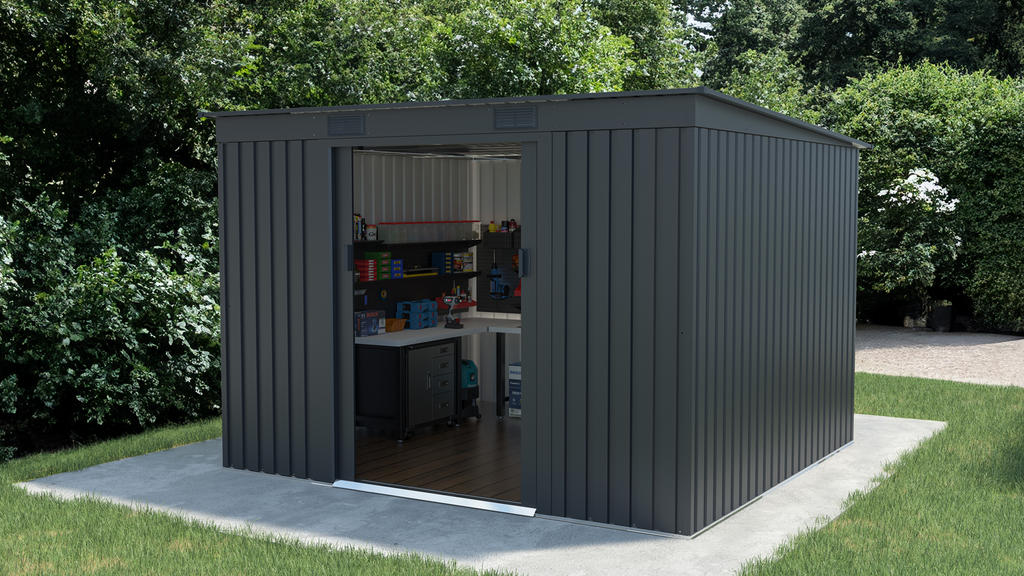 Lotus Adonis 9x8 Metal Shed - Durable, Rust-Resistant Storage - anydaydirect