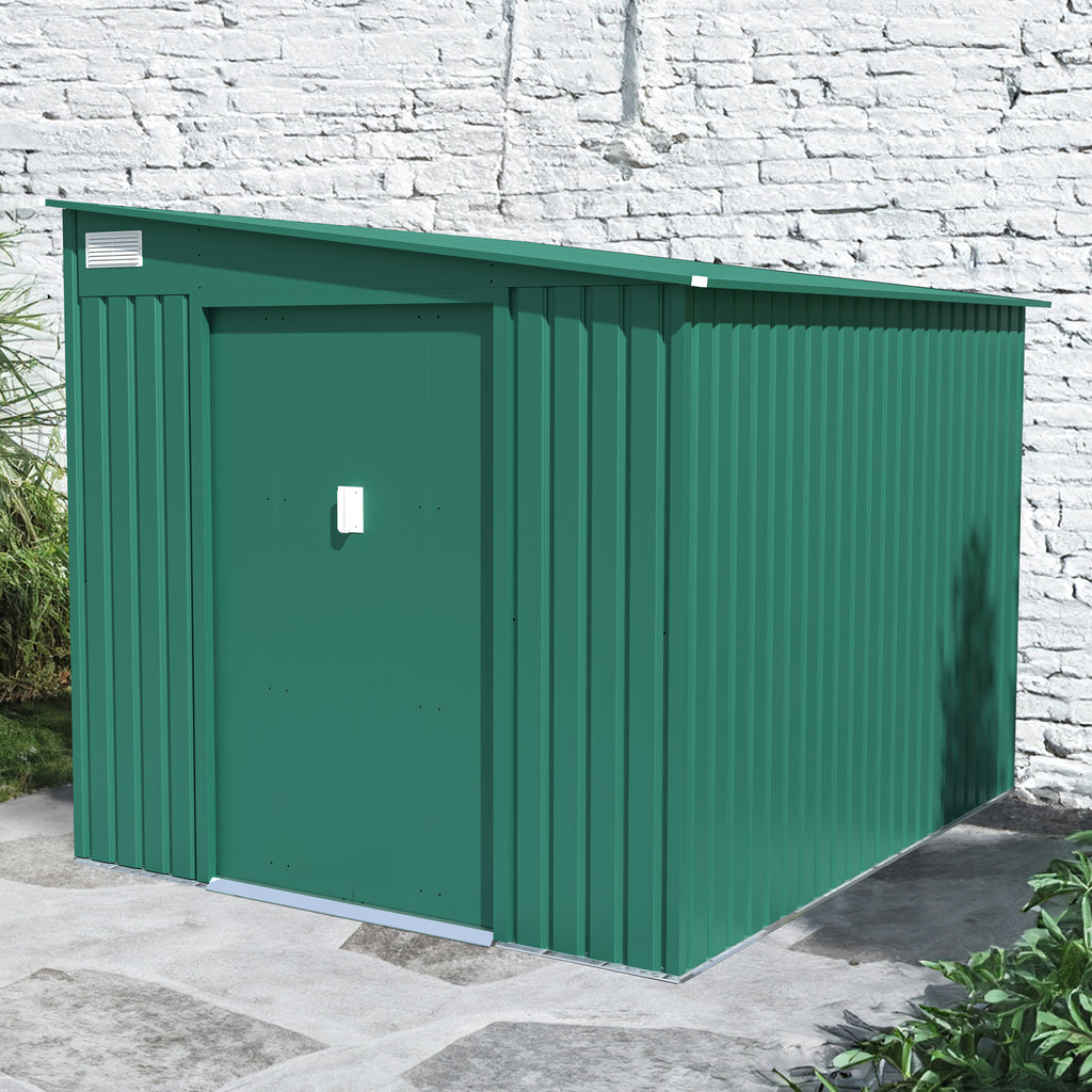 Compact Lotus Arley 7x9 Lean-to Green Metal Shed - anydaydirect