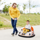 AIYAPLAY 360° Rotation Kids Bumper Car, 12V Waltzer Car with Remote Control, Dual Joysticks, Music Lights - Orange - anydaydirect