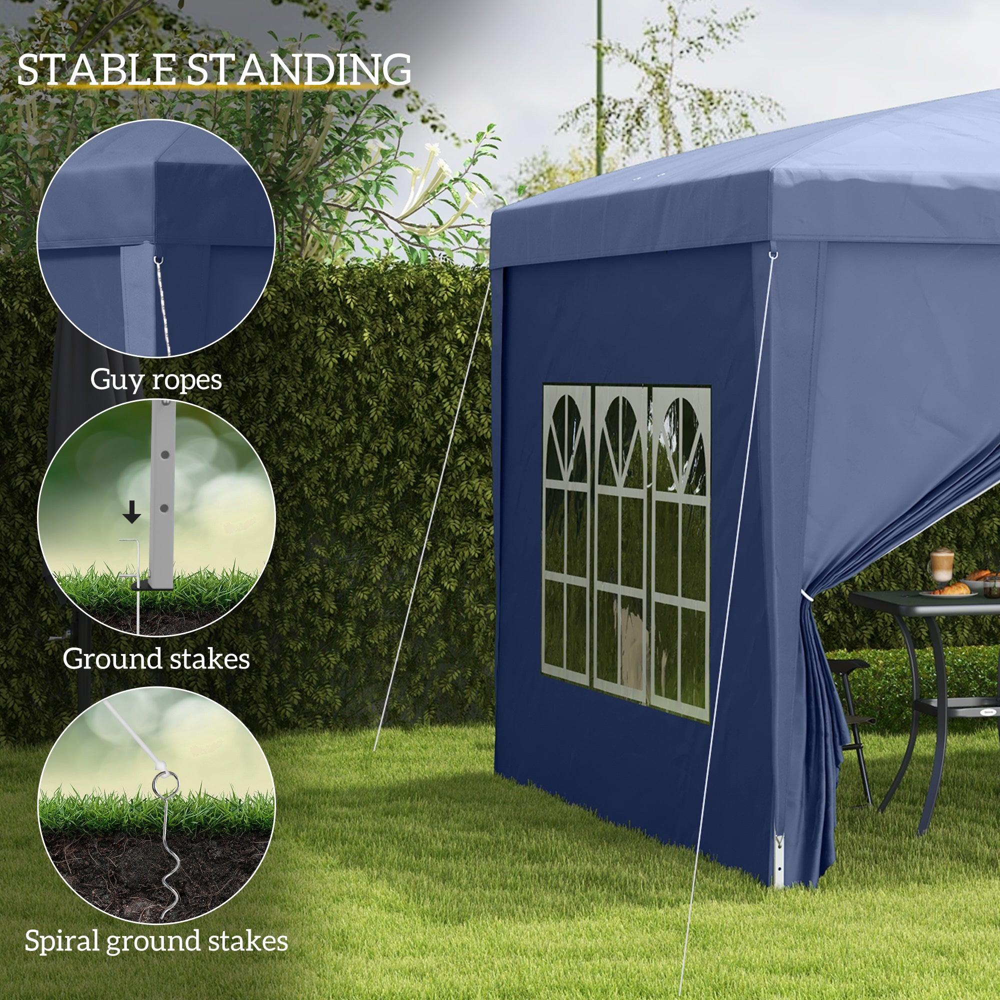 Outsunny 3 x 3(m) Pop Up Gazebo, Water and UV Resistant Party Tent Camping Canopy Marquee with Carry Bag, Blue - anydaydirect