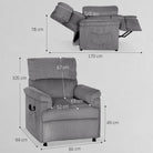 HOMCOM Corduroy Electric Massage Recliner - Grey - anydaydirect