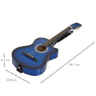 HOMCOM 38 Inch Full Size Blue Classical Acoustic Electric Guitar Kids Guitar and Junior Guitar   Premium Gloss Finish w/Case - Blue - anydaydirect