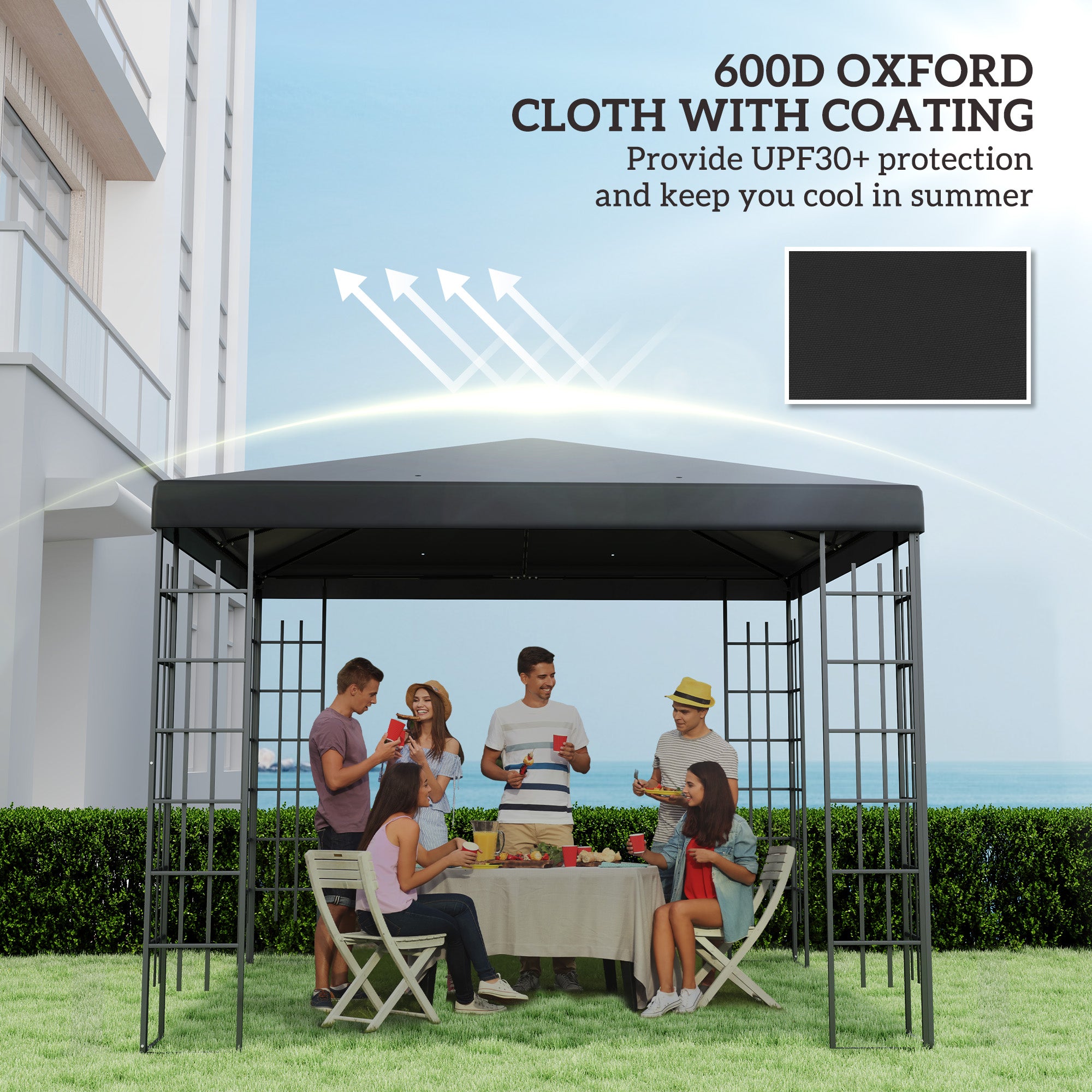 Outsunny 3 x 3(m) Gazebo Frame Replacement - Black - anydaydirect
