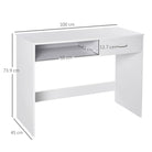 HOMCOM Compact Computer Desk, Study Table with Drawer and Storage Compartment, Writing Workstation, White - anydaydirect