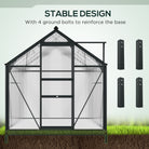 Outsunny 6 x 8ft Polycarbonate Greenhouse, Large Walk-In Green House with Slide Door and Window, Garden Plants Grow House with Aluminium Frame and Foundation, Grey - anydaydirect