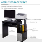 HOMCOM Computer Desk with Sliding Keyboard Tray Storage Drawer Shelf Home Office Workstation Black - anydaydirect