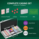 SPORTNOW 300-Piece Poker Chips Set, Poker Set with Mat, Chips, Two Card Decks, Dealer, Five Dices - anydaydirect