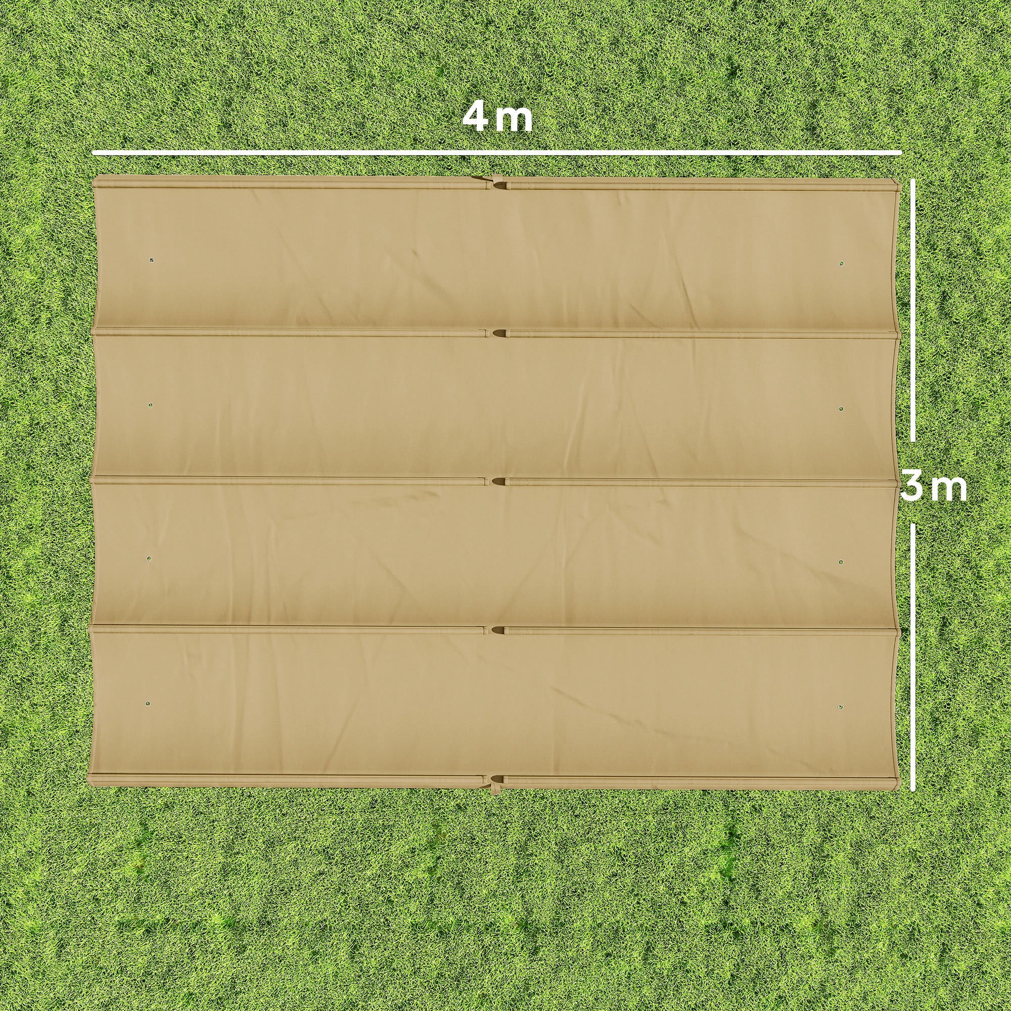 Outsunny Retractable Pergola Canopy Only, 3.92 x 3.5 m, UV30+ Replacement Canopy Cover for 4 x 3 m Pergola, Khaki - anydaydirect