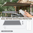 Outsunny 4x3m Full Cassette Electric/Manual Retractable Awning, Sun Canopies for Patio Door Window with Remote Controller, Grey - anydaydirect