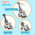 AIYAPLAY 3 in 1 Ride on Push Car, Cartoon Robot Theme Foot to Floor Slider w/ Handle Light Music Horn, Storage - White - anydaydirect
