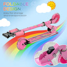 HOMCOM Kids Scooter with LED Wheels, Adjustable Height, Folding Design, Lights & Music, for Ages 3-7, Pink - anydaydirect