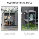 Outsunny Wooden Garden Storage Shed Lockable Tool Cabinet Organizer w/ Storage Table, Double Door, 139 x 75 x 160 cm, Grey - anydaydirect