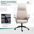 Vinsetto Office Chair, Linen Fabric Desk Chair, Comfortable Computer Chair with Adjustable Height, Padded Armrests and Swivel Wheels, Beige - anydaydirect