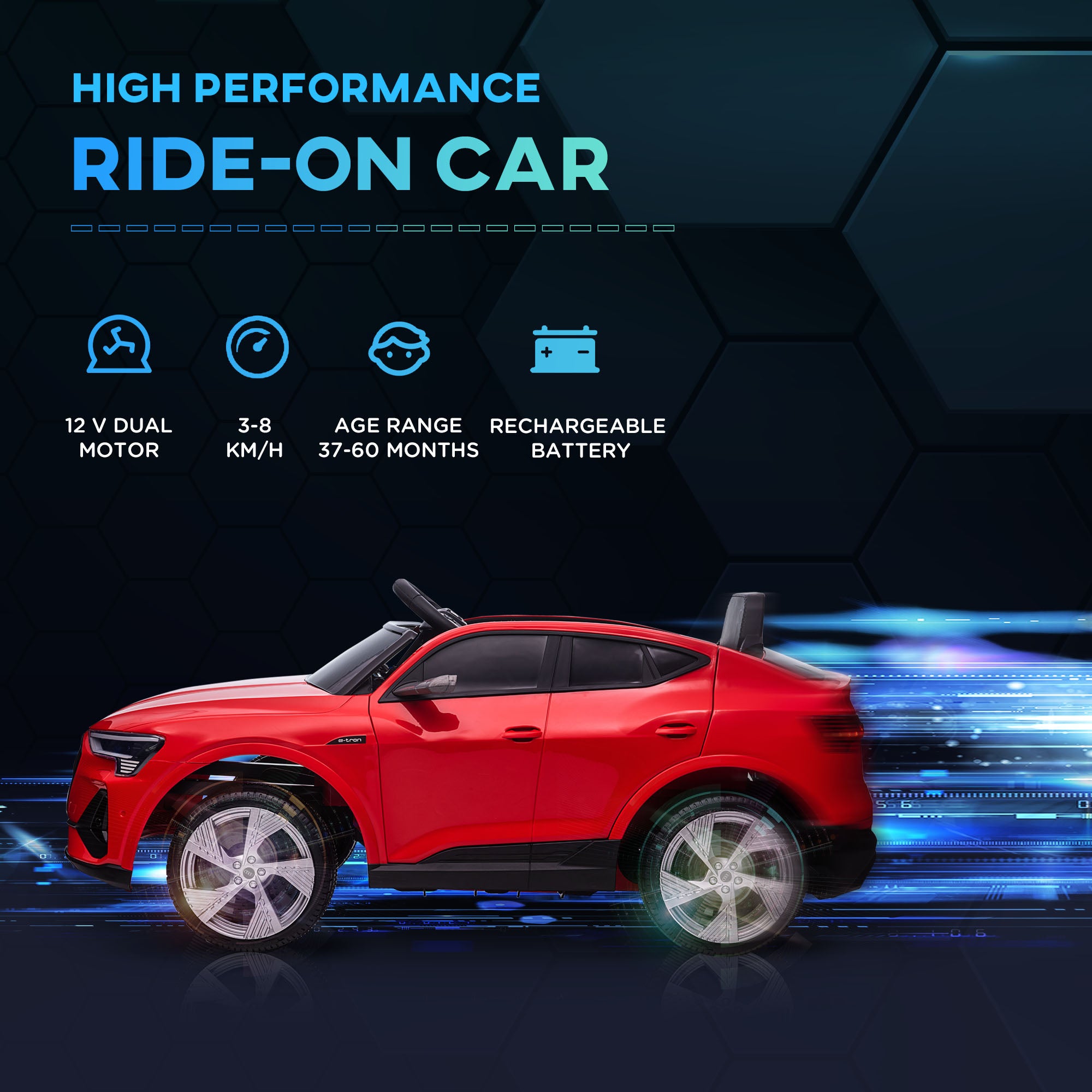 HOMCOM Audi E-tron Licensed 12V Kids Electric Ride On Car with Parental Remote Music Lights MP3 Suspension Wheels for 3-5 Years Red - anydaydirect