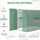 Outsunny Large Polytunnel Walk In Greenhouse, Plant Gardening Tunnel Green House with Metal Hinged Door, Galvanised Steel Frame & Mesh Windows, Green (3 x 2 m) - anydaydirect