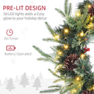 HOMCOM 60cm Pre-Lit Christmas Wreath for Front Door with LED Lights, Pine Cones and Red Berries, Winter Wreath for Windows, Wall Decoration, Green - anydaydirect