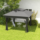 Outsunny 3 x 3(m) Pop Up Gazebo, Double-roof Garden Tent with Netting and Carry Bag, Party Event Shelter for Outdoor Patio, Dark Grey - anydaydirect