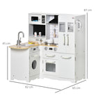 HOMCOM Kids Kitchen Playset, Large Pretend Role Play Kitchen, White - anydaydirect
