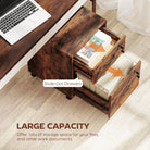 HOMCOM Rolling File Cabinet with 2 Drawers Special, Mobile Filing Cabinet with Hanging File Folder for Letter Sized Documents, Rustic Brown - anydaydirect