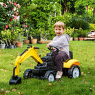 HOMCOM Pedal Digger, Ride-on Construction Toy Car with Functional Horn, Pretend Play, Yellow - anydaydirect