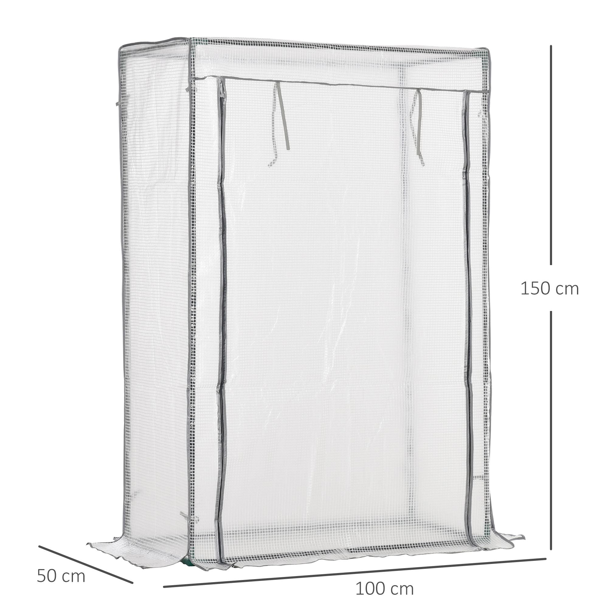 Outsunny 100 x 50 x 150cm Tomato Greenhouse with Roll-up Door, Mini Greenhouse with PE Cover, Outdoor Grow House Small Green House for Yard, Balcony, Garden, White - anydaydirect