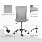 Vinsetto Office Chair, Armless Desk Chair, Adjustable Computer Swivel Chair with Rolling Wheels and Mesh Back for Home Work Study, Grey - anydaydirect
