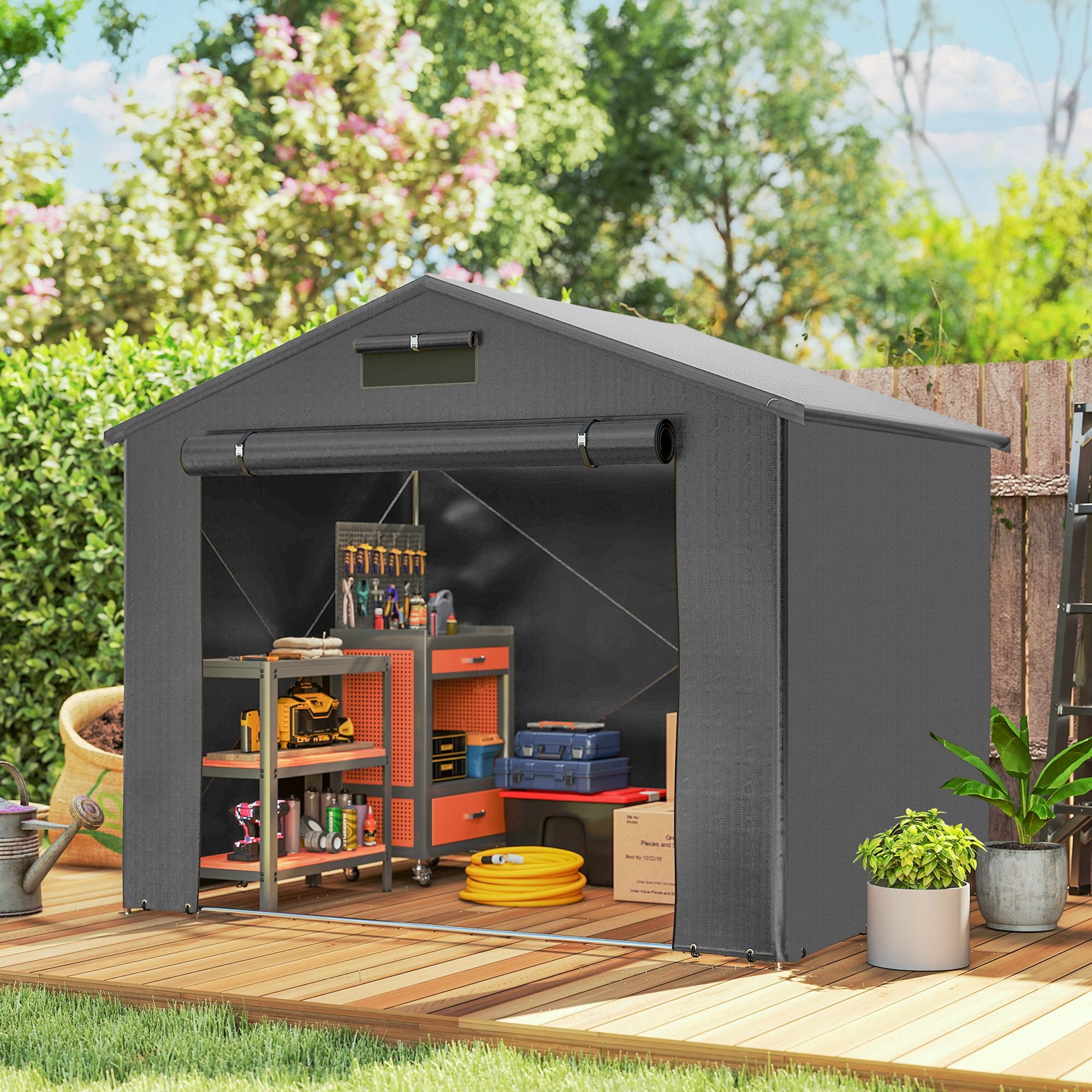 garden shed tent Outsunny 8 x 6 ft Outdoor Garden Storage Shed, Waterproof Bike Tent wi – anydaydirect