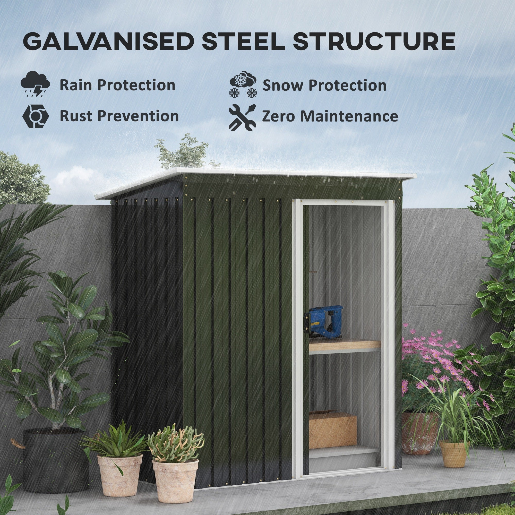 Outsunny 2 x 3ft Garden Storage Shed with Sliding Door and Sloped Roof Outdoor Equipment Tool Backyard, Black - anydaydirect