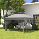 Outsunny 3 x 3(m) Pop Up Gazebo, Height Adjustable Instant Event Shelter with Netting and Carrying Bag, Grey - anydaydirect