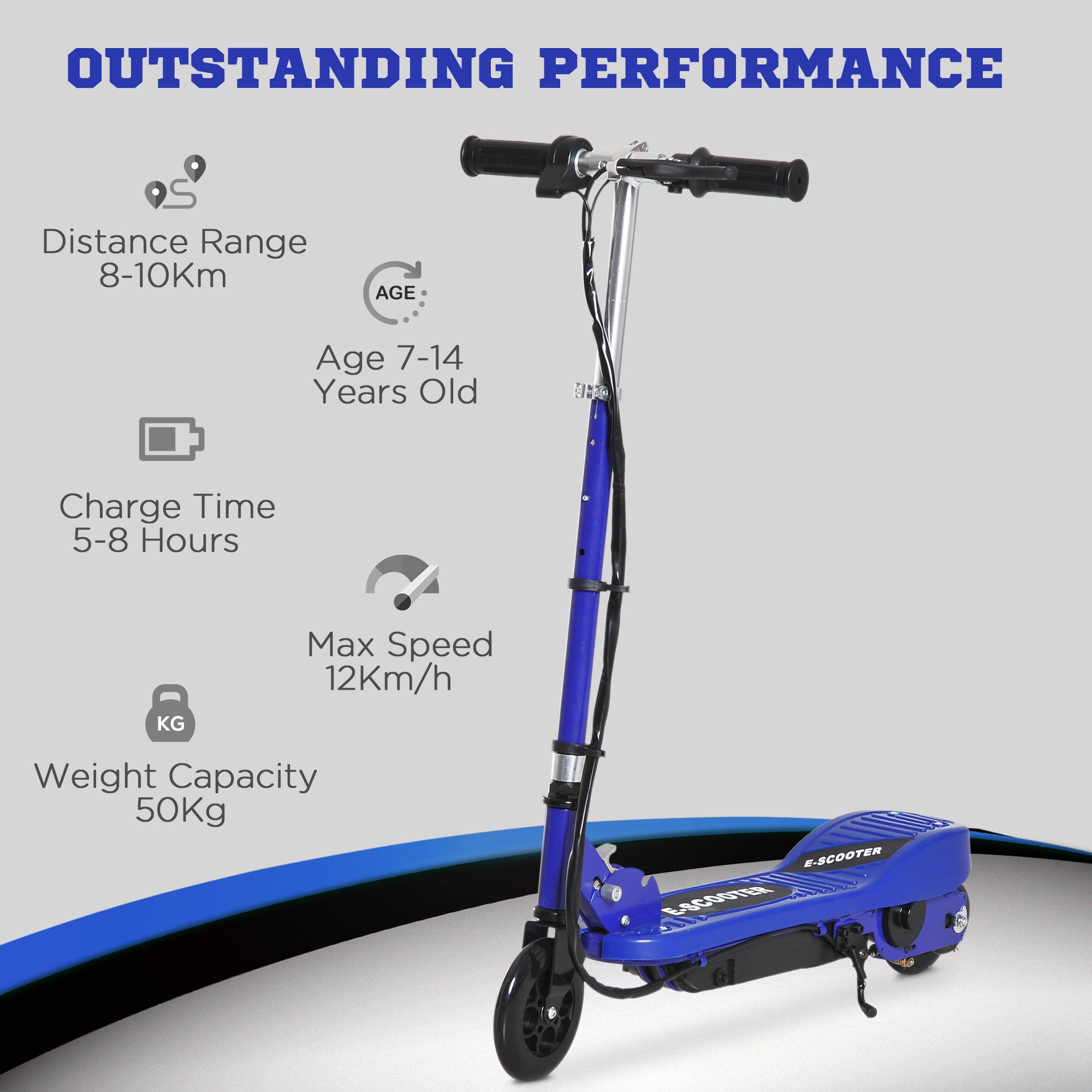 HOMCOM Kids Folding Electric Bike Children E Scooter Ride on Toy 2x12V Recharge Battery 120W Adjustable Height Suitable for 7 - 14 yrs Blue - anydaydirect