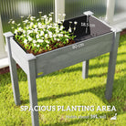 Outsunny Raised Bed for Garden, Wooden Elevated Planter Box with Bed Liner, for Flower Vegetable Herb, Dark Grey - anydaydirect