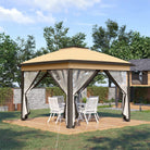 Outsunny 3.3 x 3.3m Pop Up Gazebo, Double Roof Foldable Canopy Tent with Zipped Mesh Sidewalls, Height Adjustable and Carrying Bag, Event Tent for Patio Garden, Beige - anydaydirect