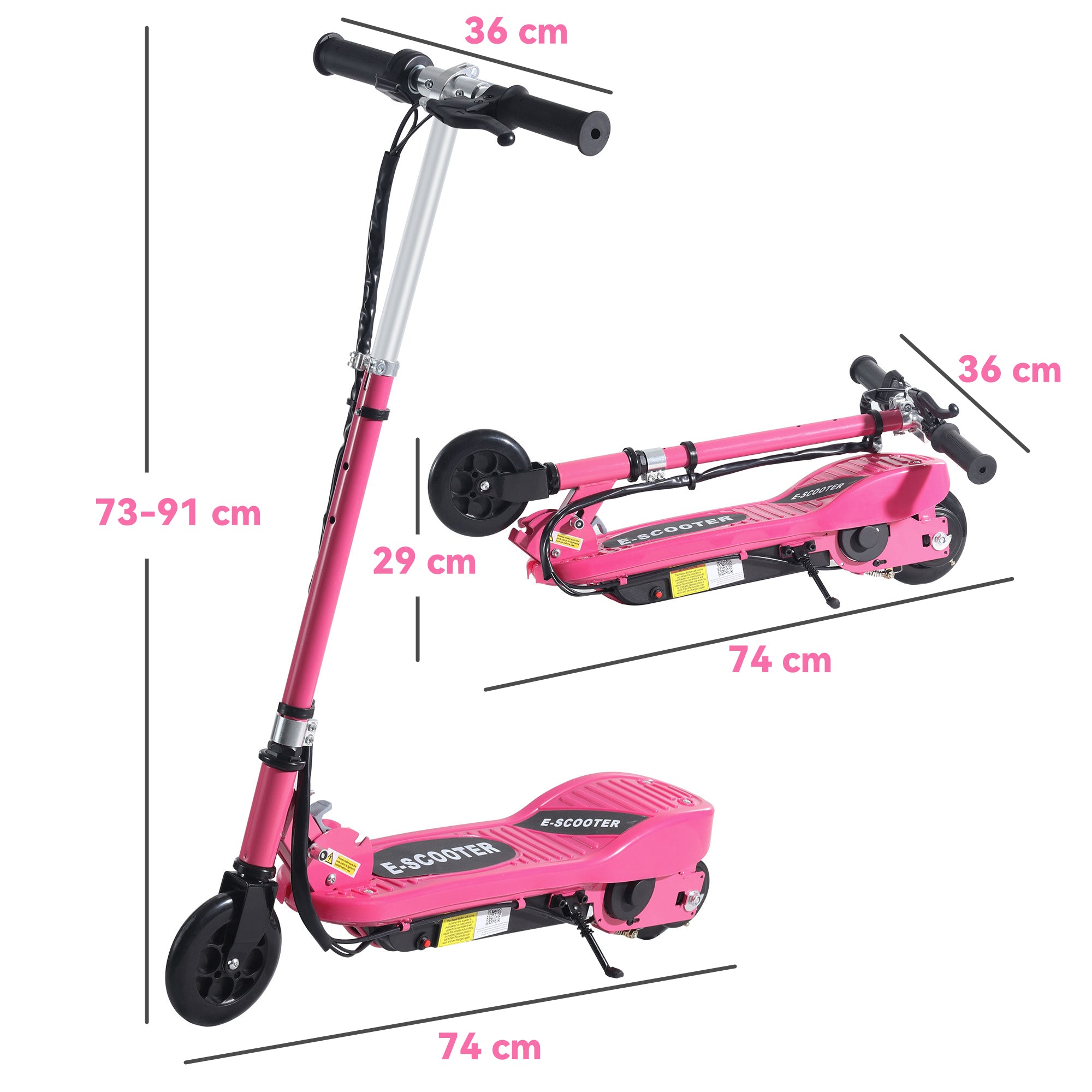 HOMCOM Folding Electric Kids Scooter Ride on Age 7-14, Pink - anydaydirect
