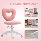 HOMCOM Armless Heart Computer Desk Chair, Teddy Fleece Swivel Office Chair, Makeup Vanity Chair with Height Adjustable, Wheels, for Home Study Bedroom, Pink - anydaydirect
