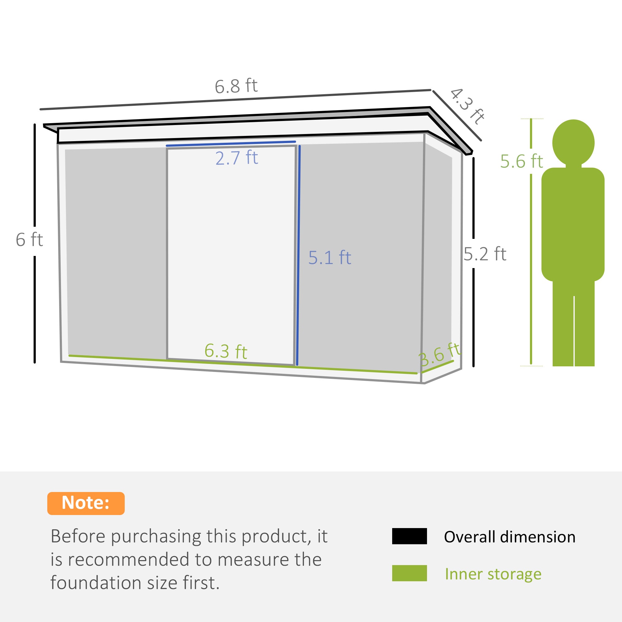 Outsunny 6.8 x 4.3ft Outdoor Garden Storage Shed, Tool Storage Box for Backyard, Patio and Lawn, Green - anydaydirect