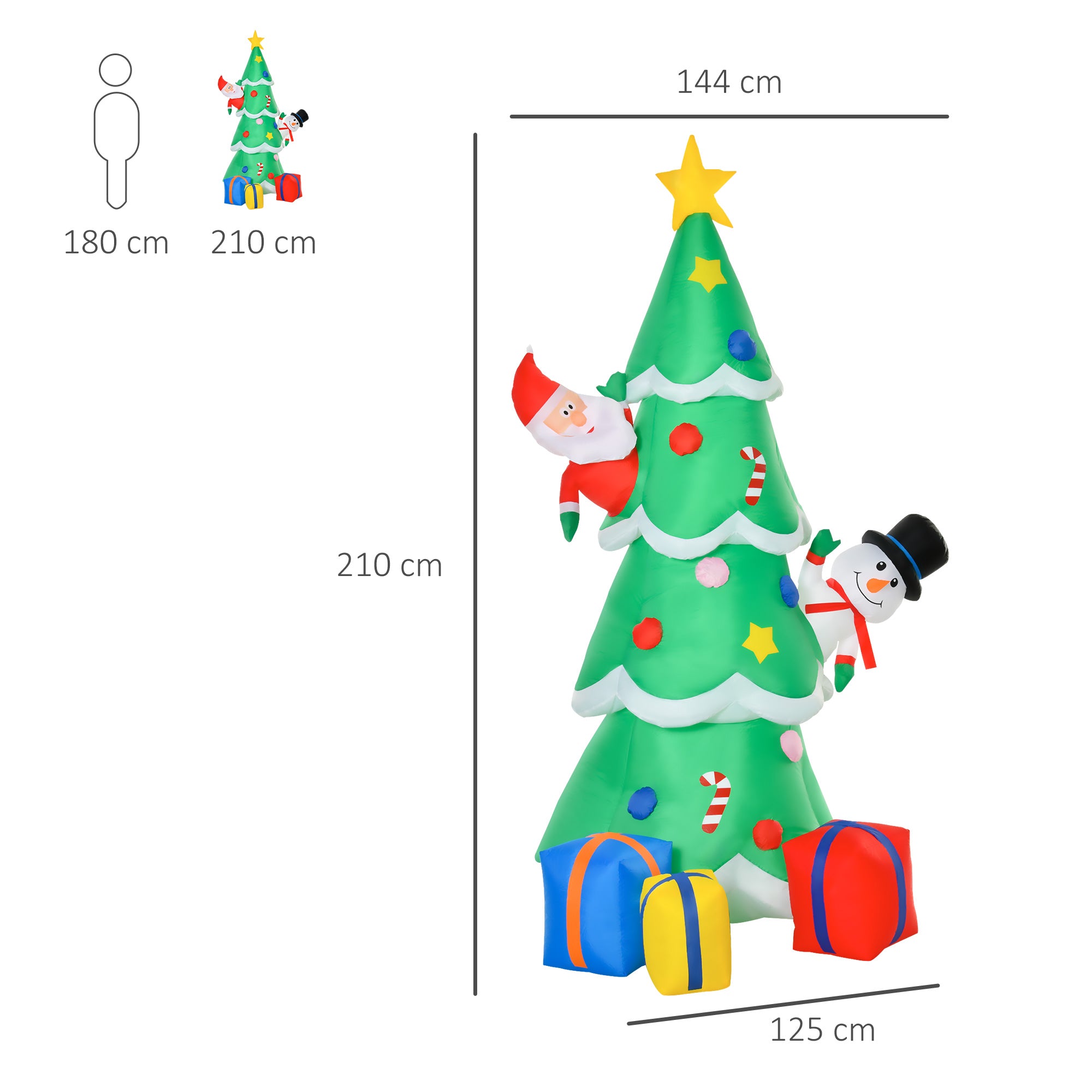 HOMCOM 7ft Tall Christmas Inflatable Tree LED Lighted with Santa Claus Snowman and Gift Box for Home Indoor Outdoor Garden Lawn Decoration Party Prop - anydaydirect