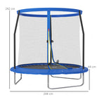 SPORTNOW 8ft Trampoline with Safety Enclosure Net, Steel Frame Outdoor Trampoline, with Edge, Safety Cover - anydaydirect