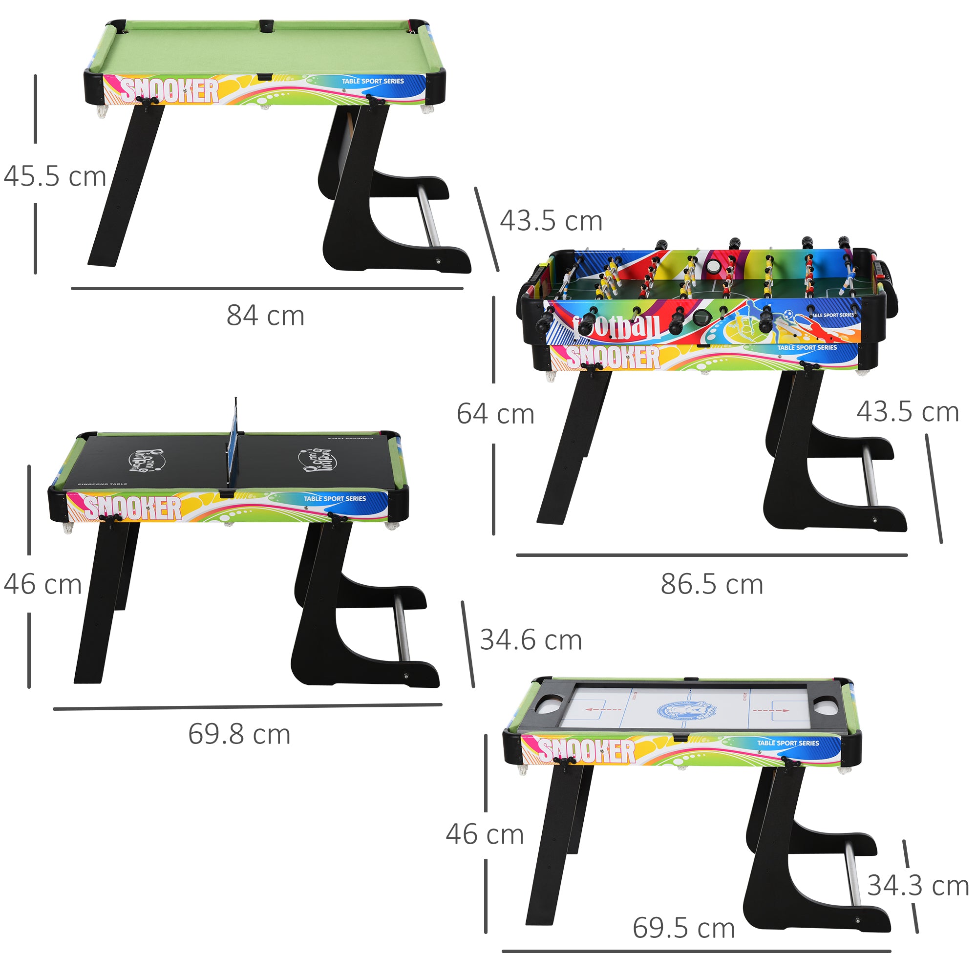 HOMCOM Folding Multi Gaming Table 4 in 1 Hockey, Football Table, Table Tennis, Billiards For Play Fun - anydaydirect