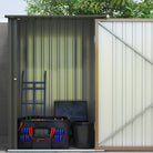 Outsunny 3.3ft x 3.4ft Lean to Garden Shed, Metal Outdoor Storage Shed w/ Single Lockable Door, Tool Storage Shed for Garden, Patio, Brown - anydaydirect