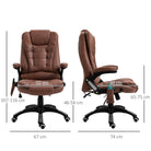 Vinsetto Massage Recliner Chair Heated Office Chair with Six Massage Points Microfiber Cloth 360° Swivel Wheels Brown - anydaydirect