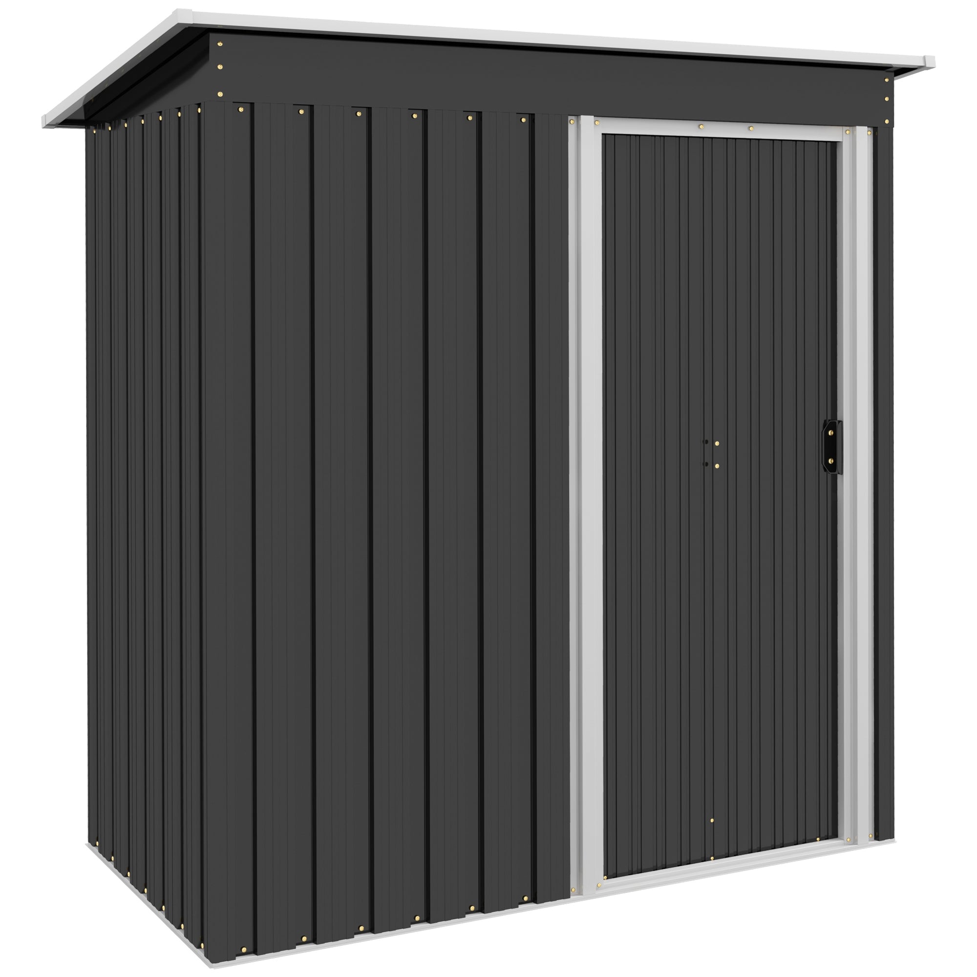Outsunny 2 x 3ft Garden Storage Shed with Sliding Door and Sloped Roof Outdoor Equipment Tool Backyard, Black - anydaydirect